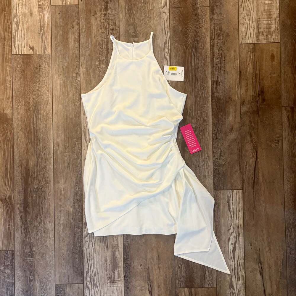 Belle Badgley Mischka Daphne White Halter Dress NWT 14